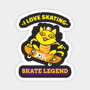 Cat loves skating Magnet