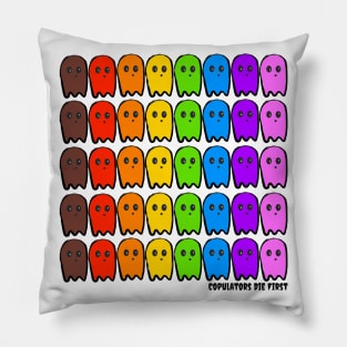 Rainbow Ghosts in Tidy Rows Pillow