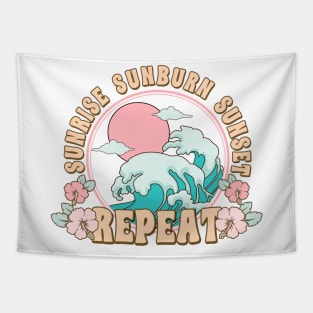 Sunrise Sunburn Sunset Repeat Summer Vibes Beach Life Novelty Gift Tapestry