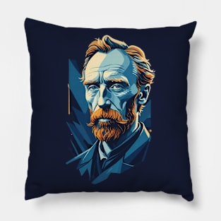 Vincent's Vision: A Van Gogh Portrait Illustration Pillow