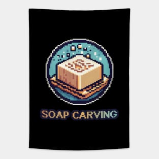 Soap Carving Pixel Art Retro Tapestry