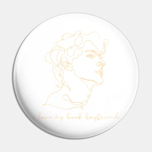 Monoline Beautiful Man Face I Love My Book Boyfriend Pin