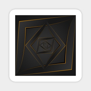 Golden polygonal abstract pattern on grey black background filling the frame. Magnet