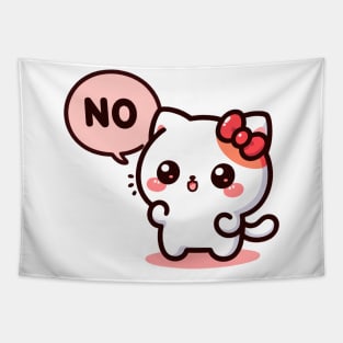 Kawaii Kitten Saying No Tapestry