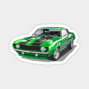 Chevy Camaro Muscle Car 1969 Green Magnet