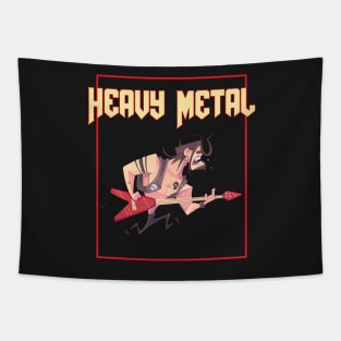 Funny Heavy Metal Guitarist Illustration Tapestry