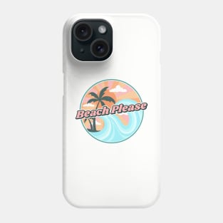 Beach Please Vintage Wave Palm Tree Sunset Phone Case