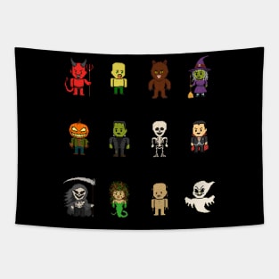 12 Halloween Pixel Monsters Tapestry