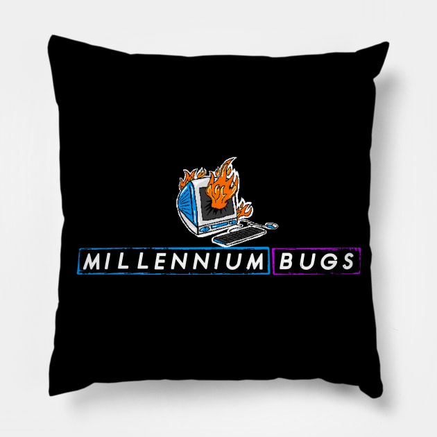 8-Bit Millennium Bugs Pillow by rokrjon