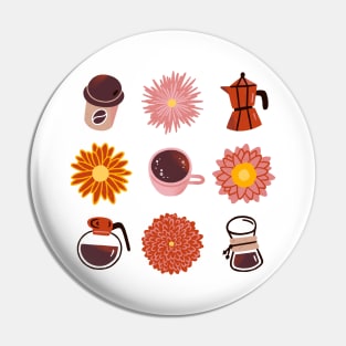 Coffee and Chrysanthemums Pin