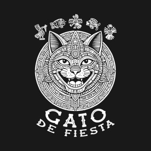 Funny Cinco De Mayo Cat Lover Mayan Calendar Gato De Fiesta T-Shirt