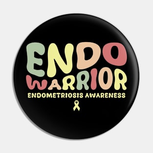 Endometriosis Endo Warrior Retro Groovy Yellow Ribbon Pin