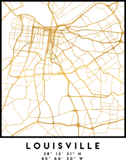 LOUISVILLE KENTUCKY CITY STREET MAP ART Magnet