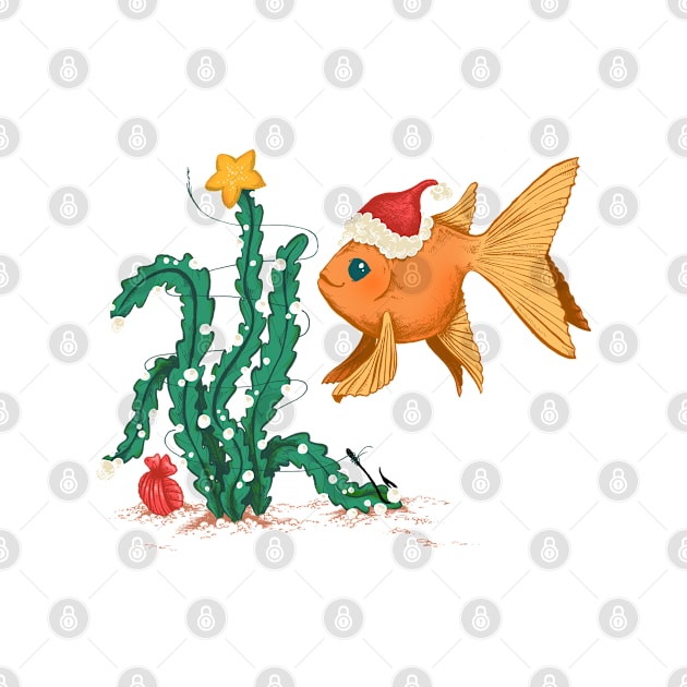 Christmas Goldfish with a Kelp Tree and Pearls by SimplyKitt