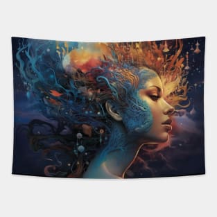 Aquarius Sea Bearer Star Sign Zodiac Themed Tapestry