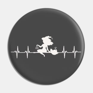 Heartbeat Kitty Familiar Witch Pin