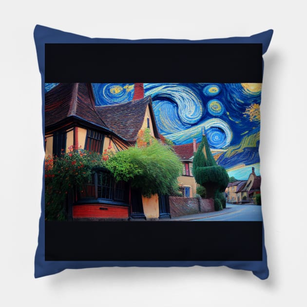 Starry Night Over Godric's Hollow Pillow by Grassroots Green