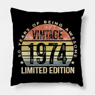 50 Year Old Gifts Vintage 1974 Limited Edition 50th Birthday T-Shirt Pillow