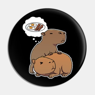 Capybara thinking about Bacon and Eggs Pin