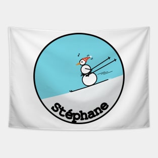 Custom Frosty the Snowman - Just Skiing Tapestry