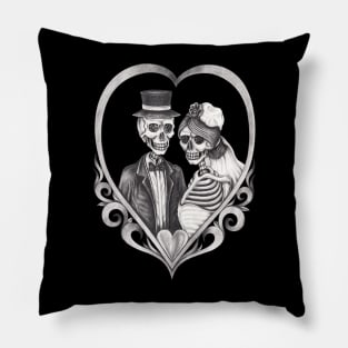 Skeleton lovers couple love wedding. Pillow