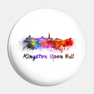 Kingston Upon Hull skyline in watercolor Pin