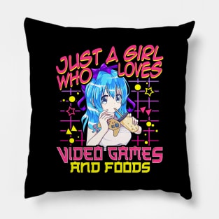 Cute Just A Girl Who Loves Video Games And Food Pillow