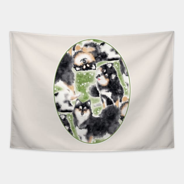 Happy Finnish Lapphund Dogs Tapestry by PerrinLeFeuvre