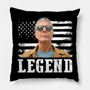 Vintage American Flag Bourdain Chef Legend Pillow