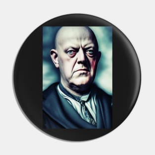 Digital Art Portrait of Aleister Crowley The Great Beast of Thelema Pin