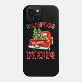 Christmas Sheepdog Mom Santa Hat Truck Tree Plaid Dog Mom Christmas Phone Case