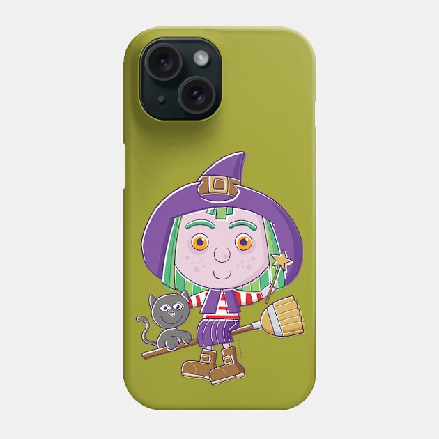 Cute Witch Cartoon Phone Case by vaughanduck