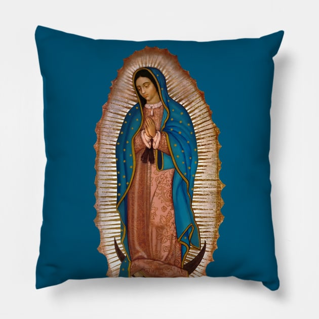 Our Lady of Guadalupe (transparent background design) Pillow by Brasilia Catholic