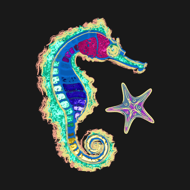 Starfish and Seahorse - Seahorse - T-Shirt | TeePublic