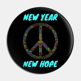 2021 New Year New Hope in Peace Symbol Pin