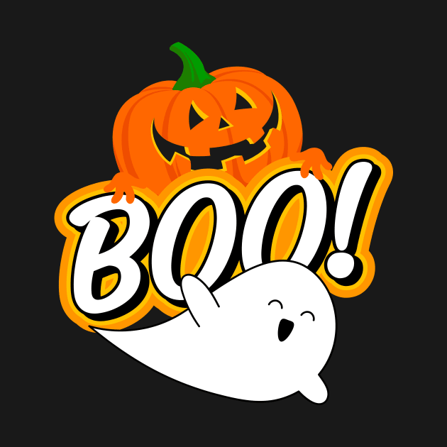 Boo! Halloween Ghost and Jack-o-Lantern by Dallen Fox