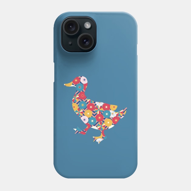 Duck Lover Gift: Floral Japanese Origami Style Phone Case by MoreThanThat