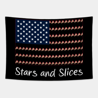 Slice into Patriotic Flavor with our 'Stars and Slices' design Tapestry