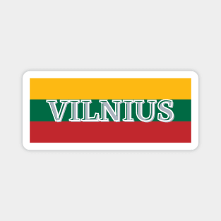 Vilnius City in Lithuania Flag Colors Stripes Magnet