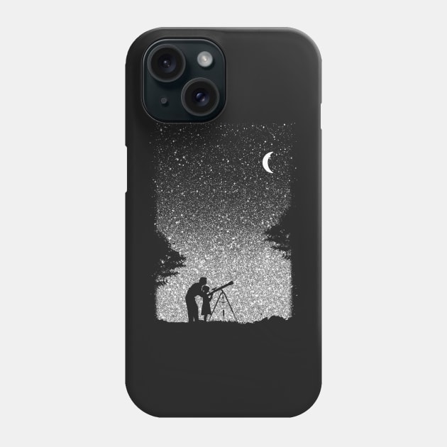 Father and daughter astronomy under the starry sky art observatory Phone Case by Quentin1984