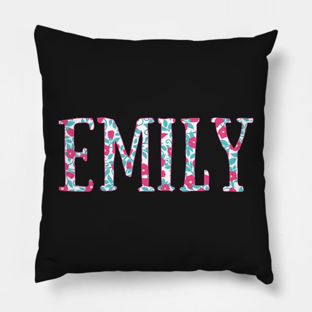 "Emily" Pink and Green Floral - Customizable Pillow by broadwaygurl18