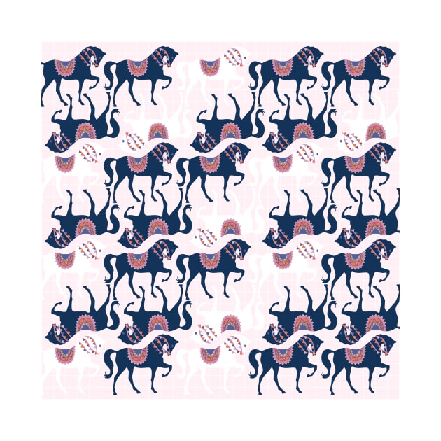 Cute Horses On Pink Background by kapotka