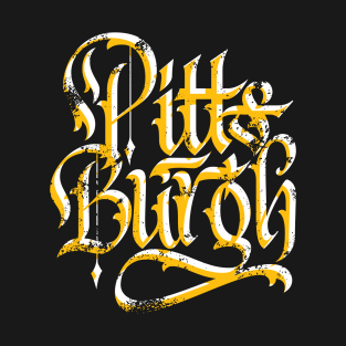 Pittsburgh Black and Yellow Calligraphy Script T-Shirt