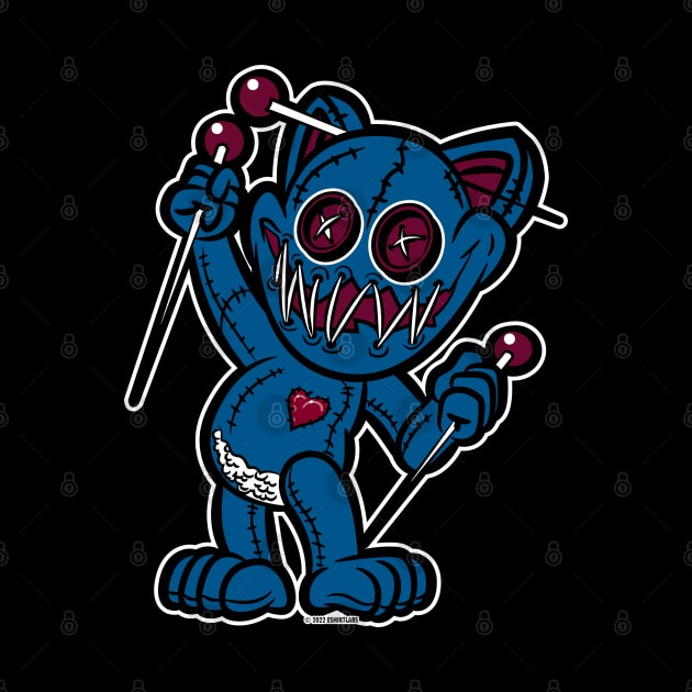 VooDoo Kitty Cat Doll Dark Blue and Burgundy by eShirtLabs