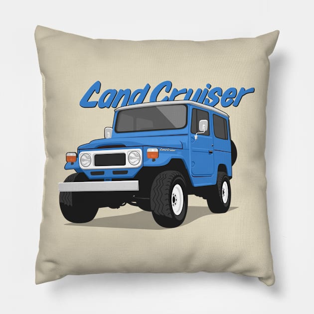 Land cruiser fj40 hardtop off road blue ocean Pillow by creative.z