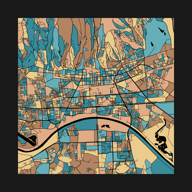 Zagreb Map Pattern in Mid Century Pastel by PatternMaps