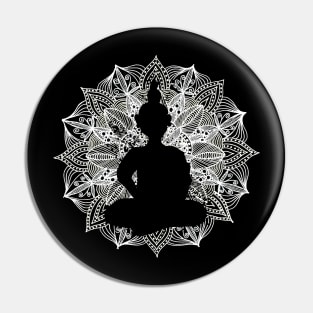 White Mandala Circle Buddha Pin