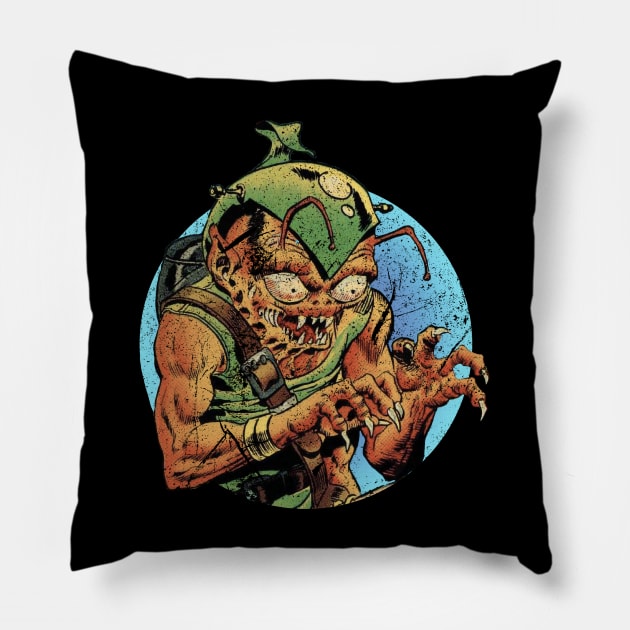 Vintage Scary Alien Monster Pillow by Cashmoney69