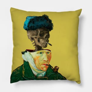 Surreal Van Gogh portrait wit Skeleton Pillow