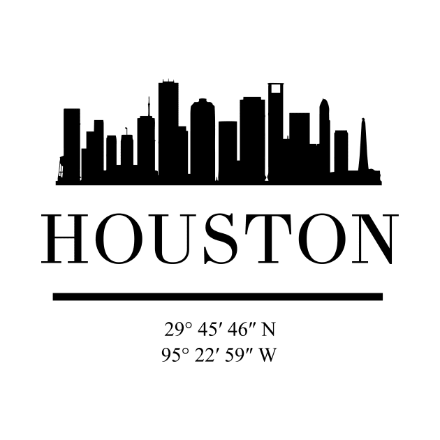 HOUSTON TEXAS BLACK SILHOUETTE SKYLINE ART by deificusArt